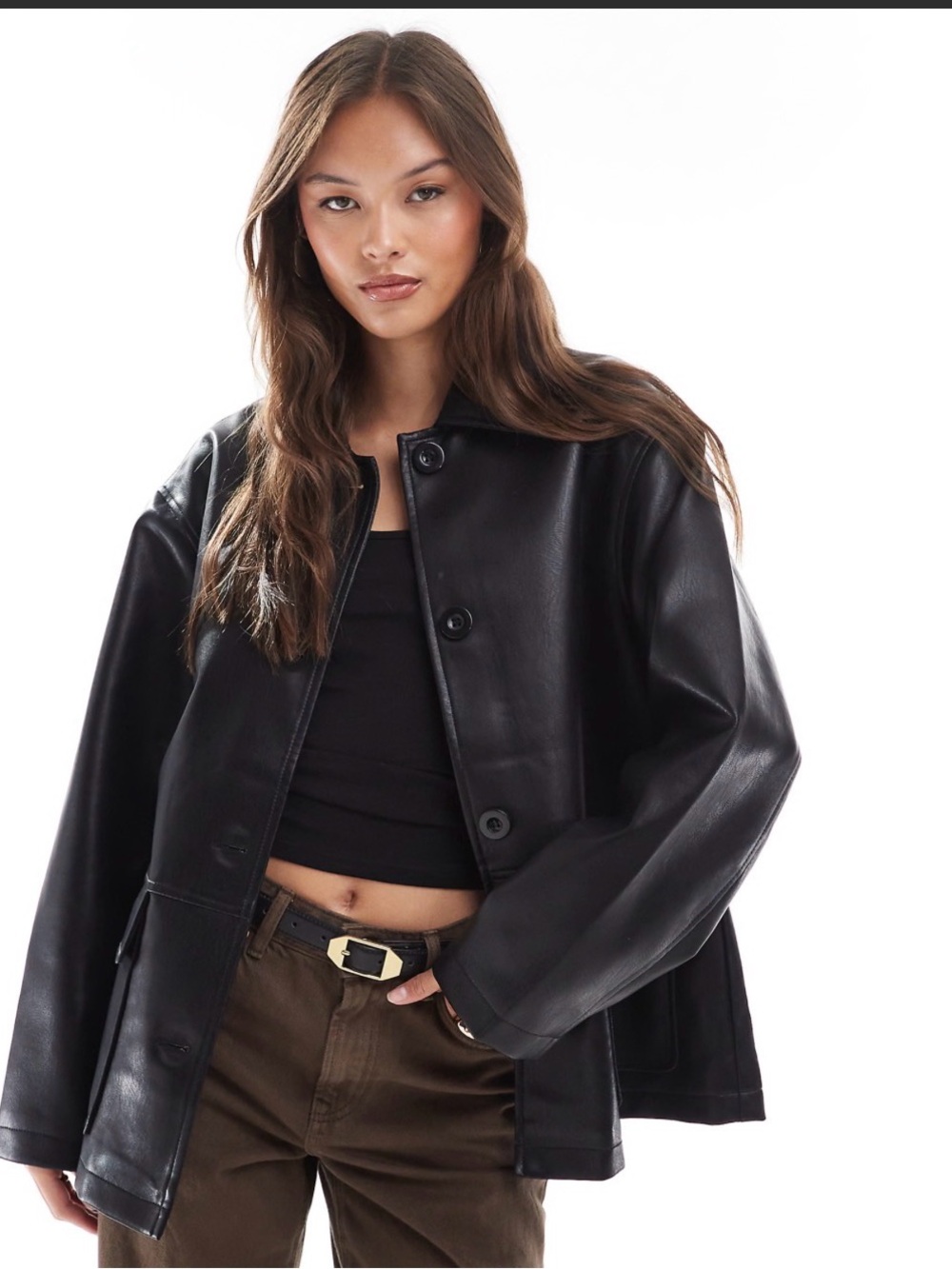 Faux Leather Harrington Jacket in Tall size for extra length